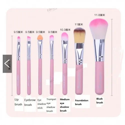 (Pack of 2) Hello Kitty Complete Makeup Mini Brush Kit with A Storage Box β Set of 7 Pieces