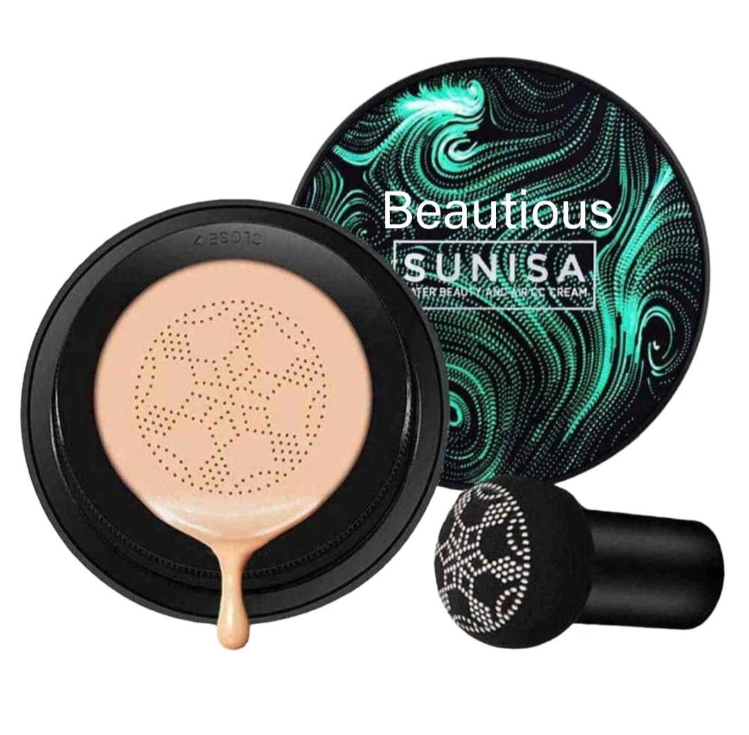 Sunisa Mushroom Head Air Cushion | SPF+++ | Long-Lasting Concealer & BB Cream 5-in-1 Magic – Hydrating, Covering, Brightening, Sun Protection & Makeup Setting
