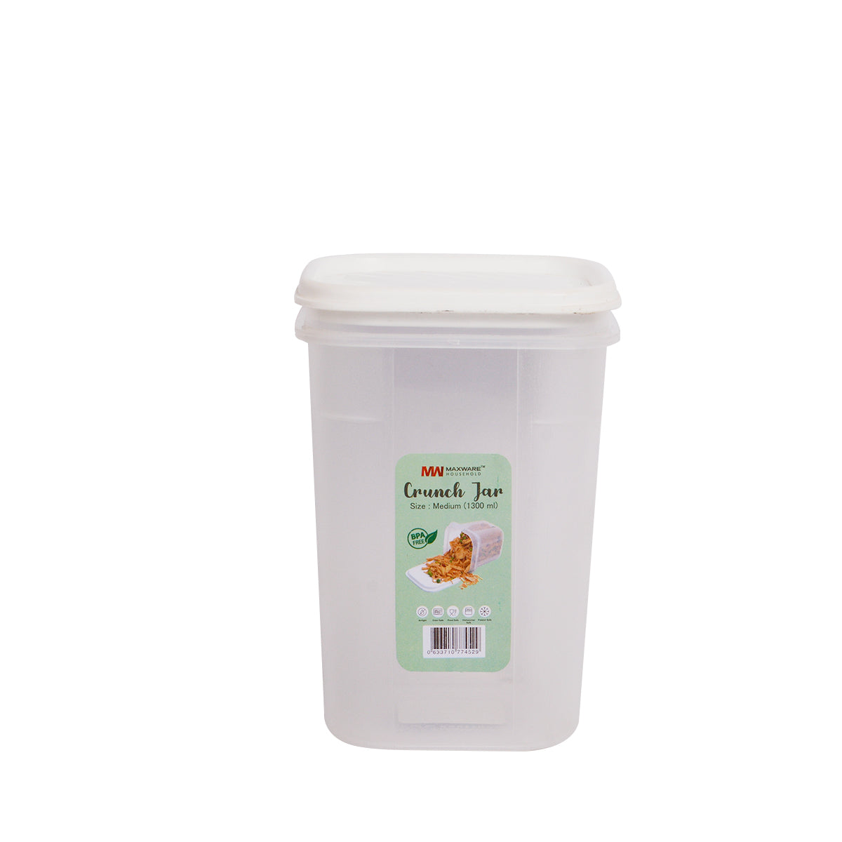 Household Crunch Jar Set – 1700ml, 1300ml, 850ml – Airtight Plastic Food Storage Container – Kitchen Organizer Jar for Snacks, Spices, Grains