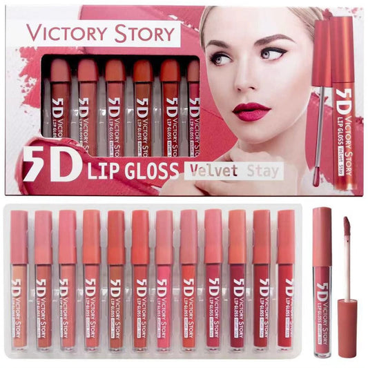Lip Gloss Matte Nude Reddish Shades - Pack of 12 & 6 Matte Lipgloss Set - Lipstick Pack Makeup Products For Girls