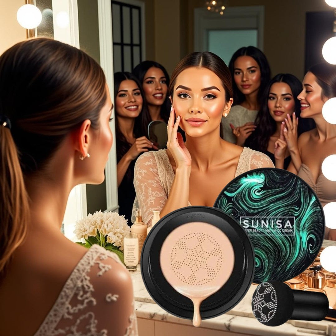 Sunisa Mushroom Head Air Cushion | SPF+++ | Long-Lasting Concealer & BB Cream 5-in-1 Magic – Hydrating, Covering, Brightening, Sun Protection & Makeup Setting