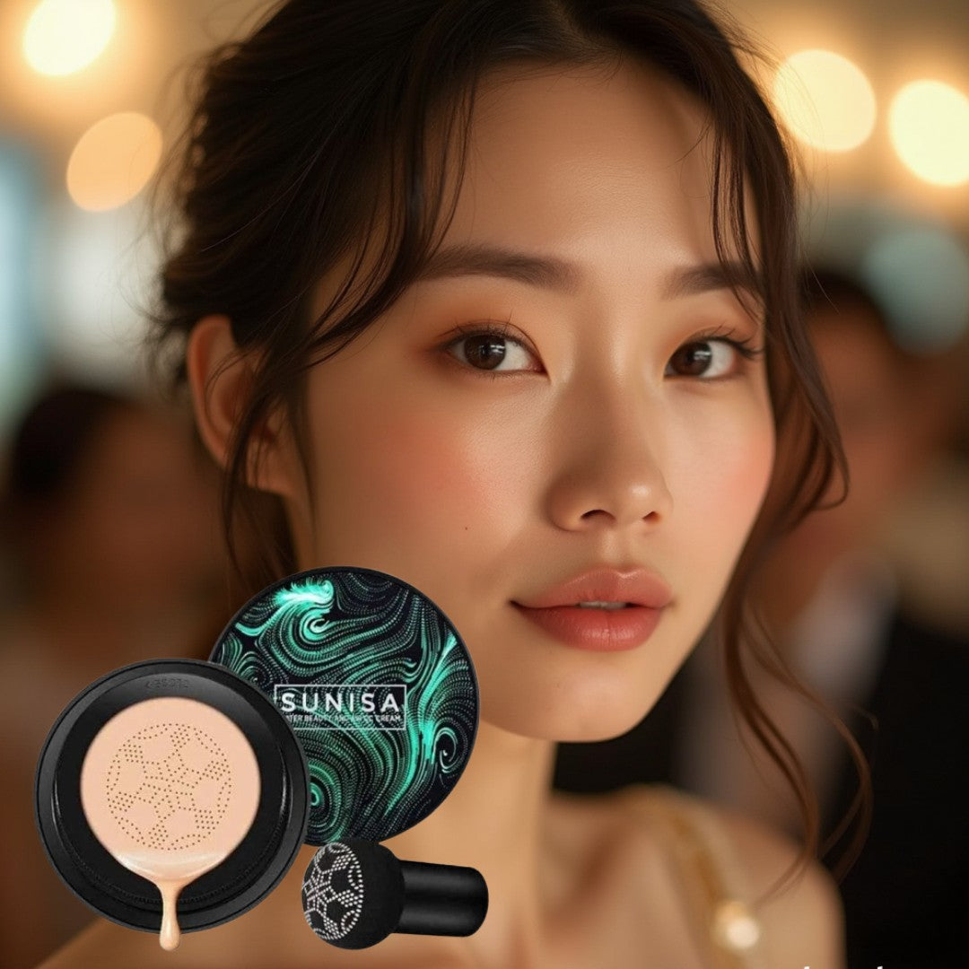 Sunisa Mushroom Head Air Cushion | SPF+++ | Long-Lasting Concealer & BB Cream 5-in-1 Magic – Hydrating, Covering, Brightening, Sun Protection & Makeup Setting