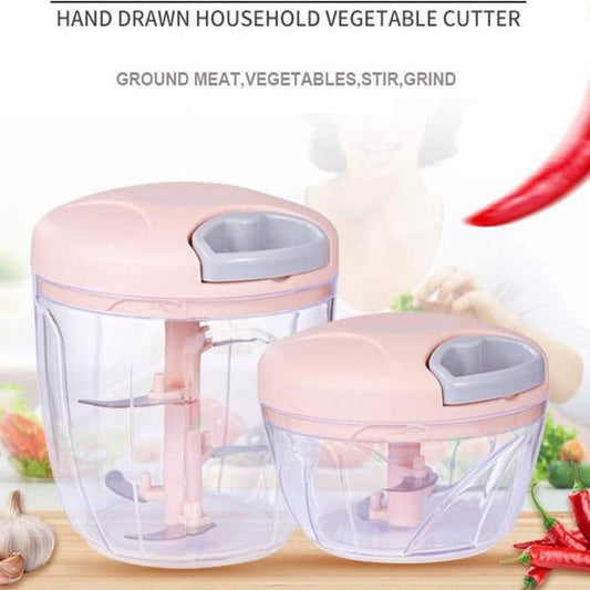 Multifunction Kitchen Food chopper Machine onion chopper Hand Pull Speedy Chopper Turbo Cutter Nicer Dicer Plus Garlic Press small meat Shredders Grinder Mincer Mixer Blender can cut fruits/vegetables/nuts/herbs/onions/garlic/chili /900ML/500ML/200M